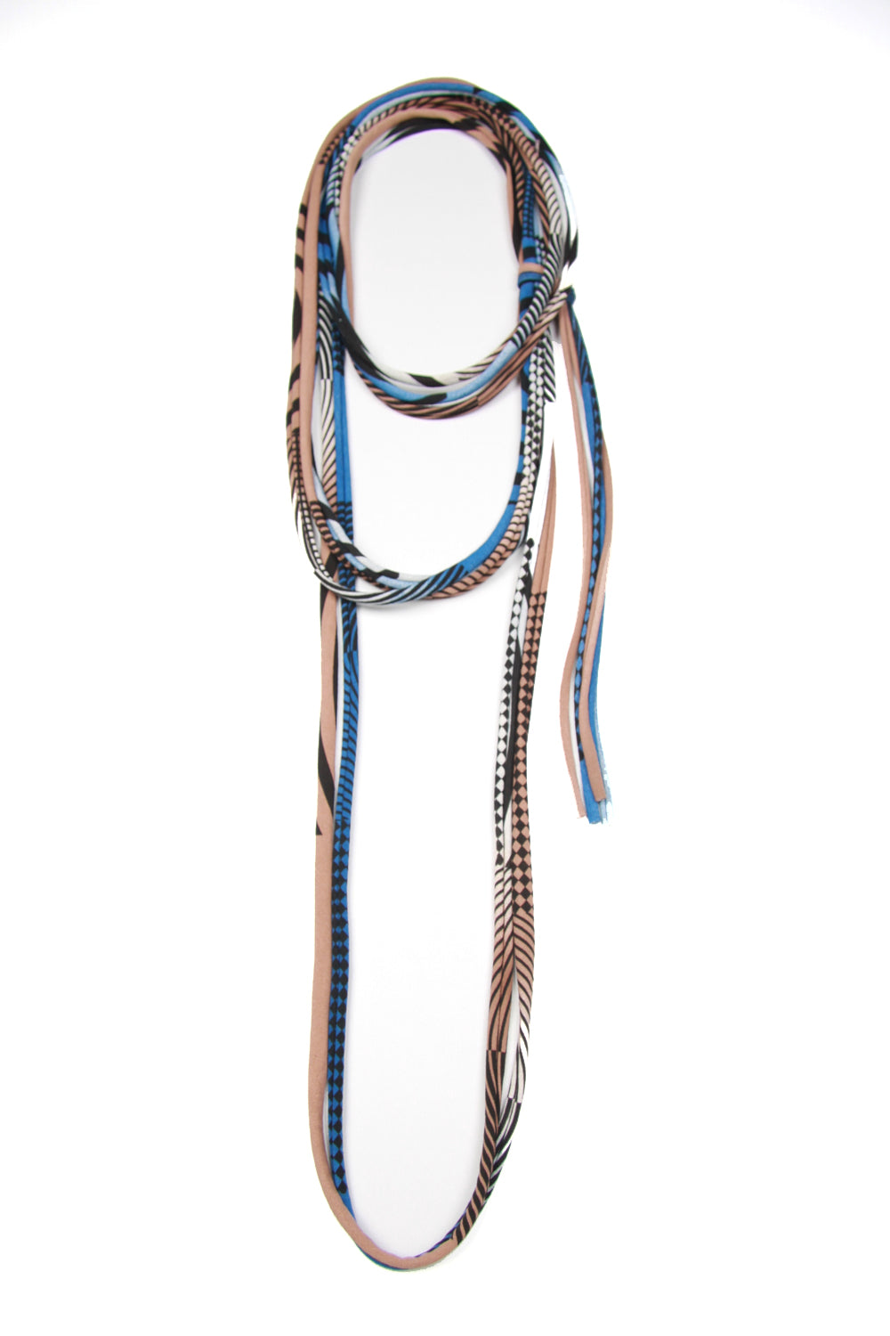 Blue & Beige Skinny Scarf Necklace