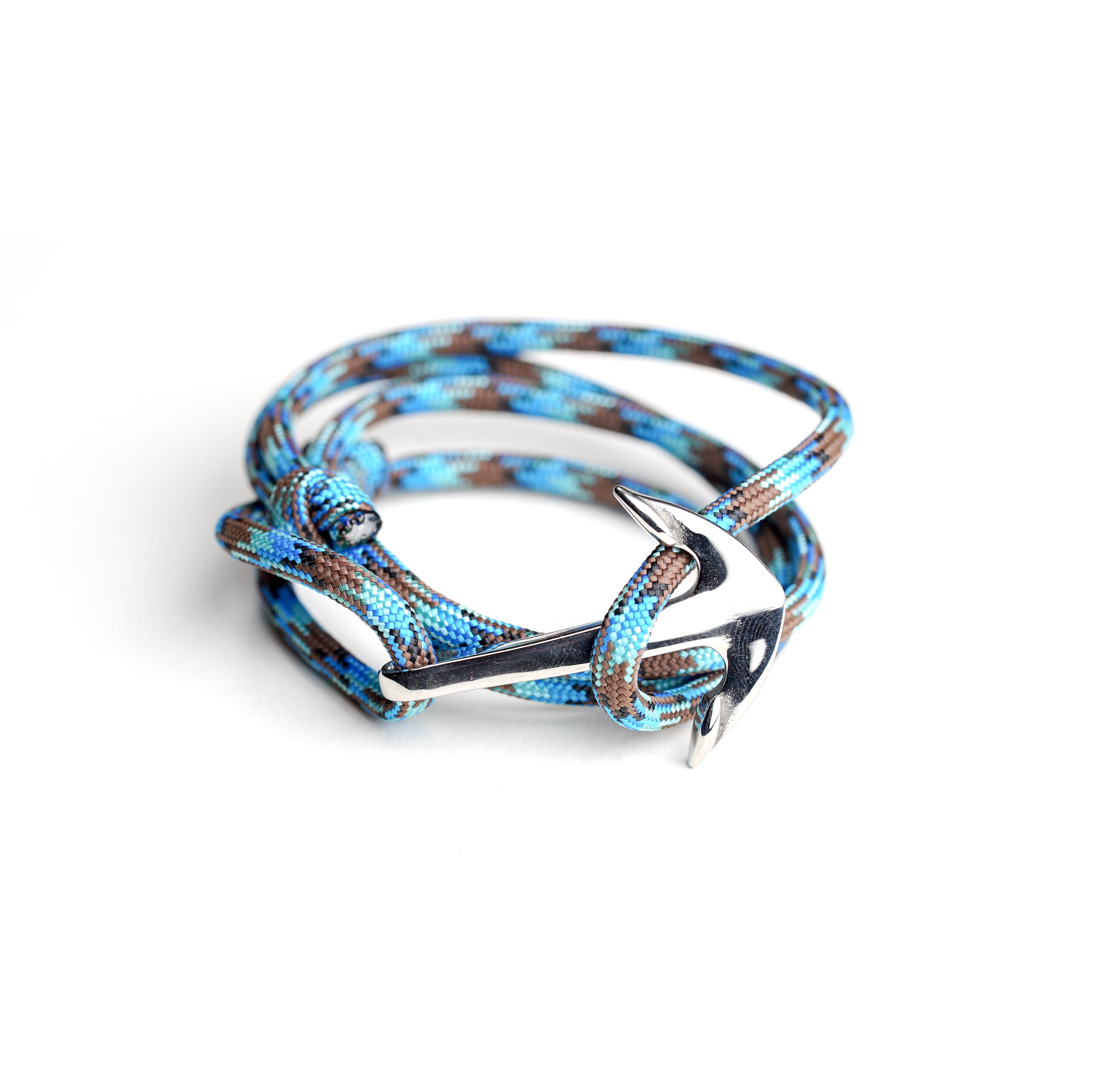 Necklush Paracord Bracelet / Blue w/ Stainless Steel Nautical Anchor / Unisex