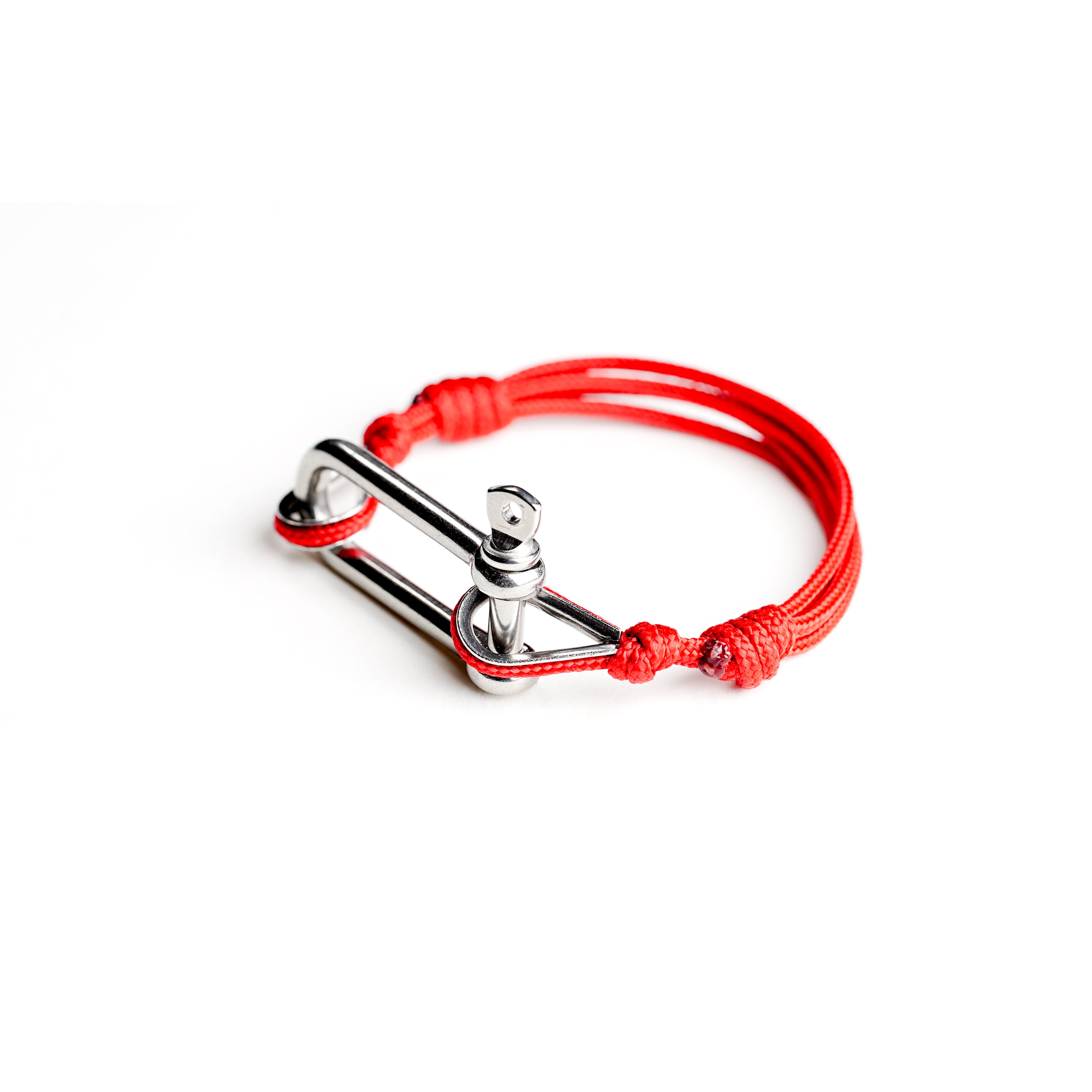 Red Paracord Nautical Bracelet with Stainless Steel Shackle
