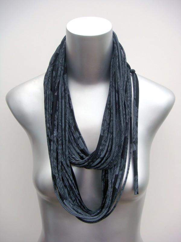 Black with White Print / Classic-scarves-Necklush