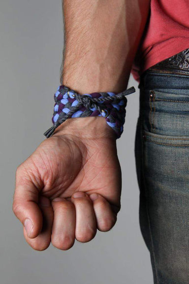 mens bracelet-Blue Purple Charcoal Gray Braided Bracelet-Necklush
