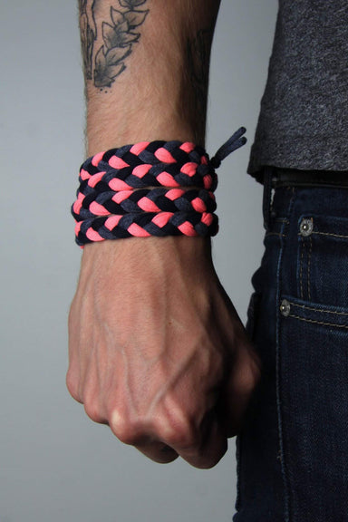Braided Bracelet / Pink Navy Charcoal-bracelets-Necklush