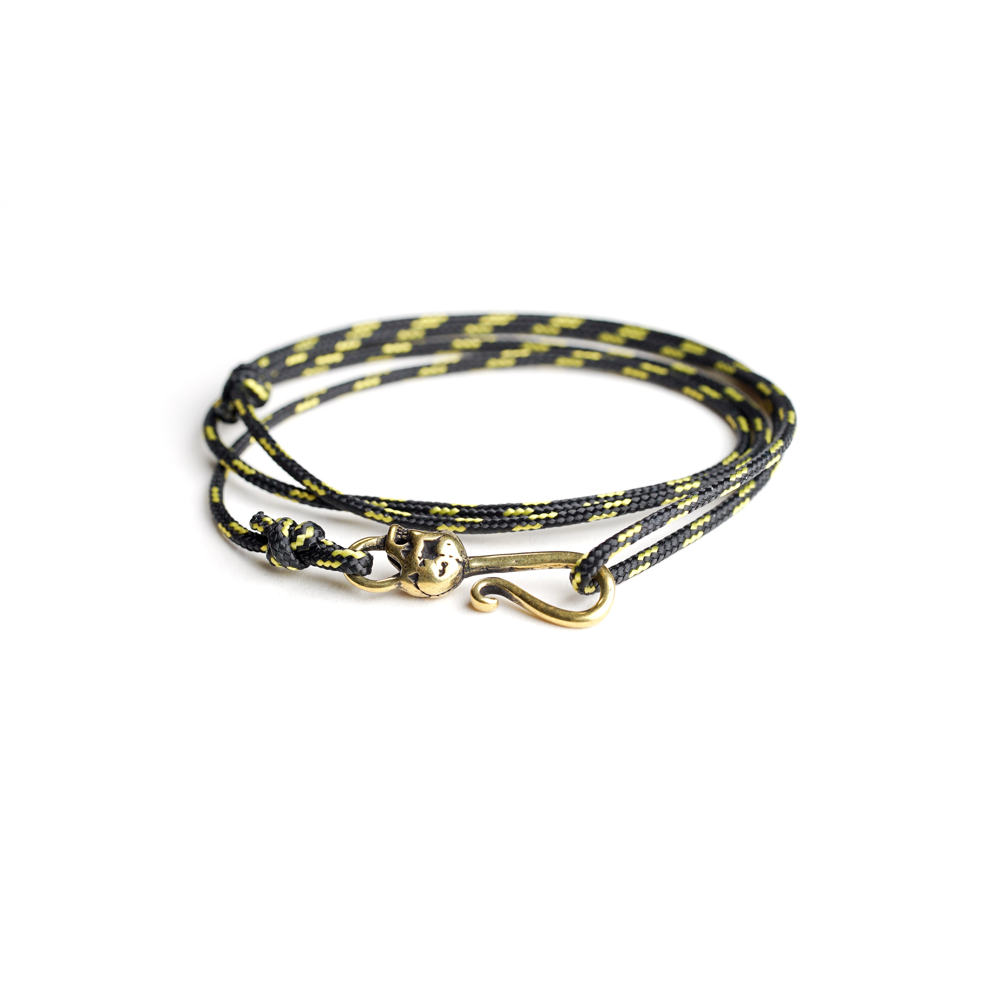 Necklush Paracord Bracelet / Black & Yellow / with Skull / Unisex