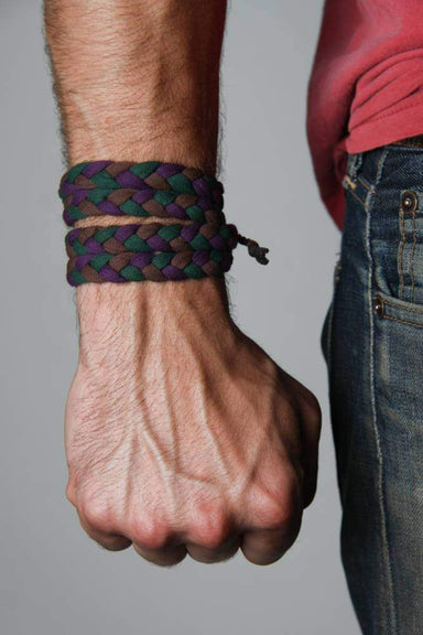 mens bracelet-Green Brown Purple Braided Bracelet-Necklush