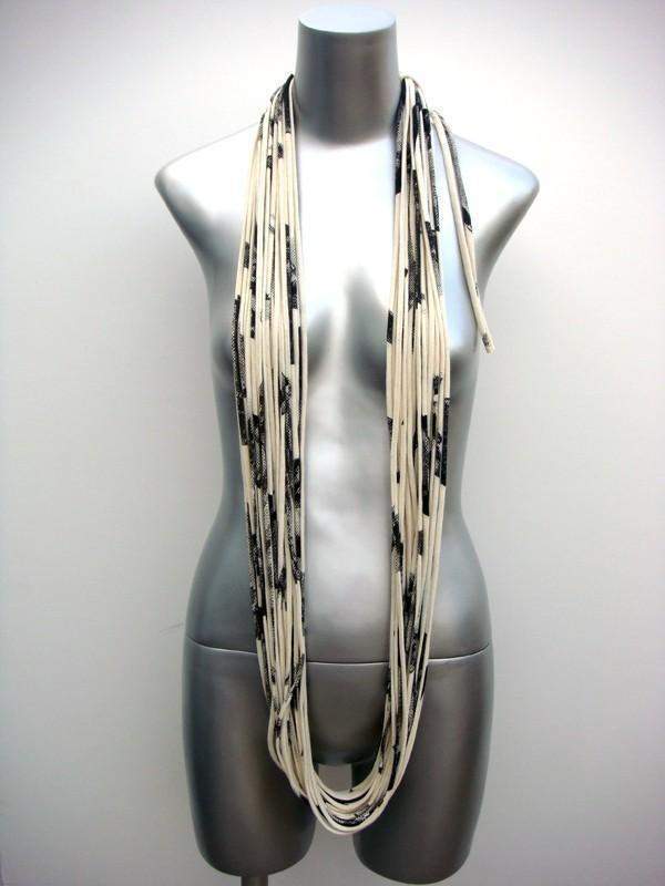 infinity scarves-Cream White Black Infinity Scarf-Necklush