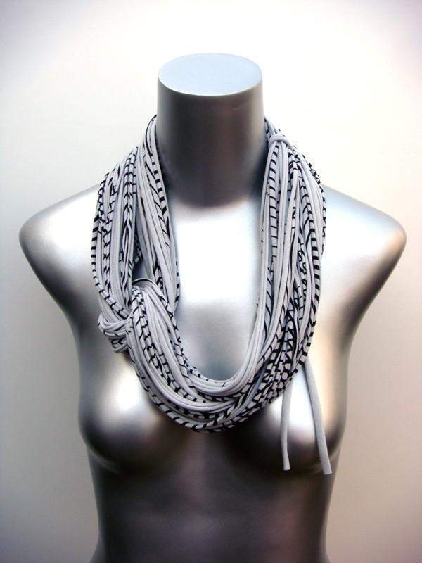 infinity scarves-Striped Light Gray Infinity Scarf-Necklush
