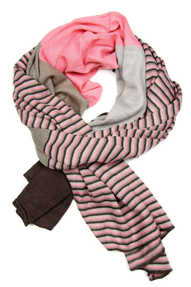 Pink Gray Striped Scarf-scarves-Necklush