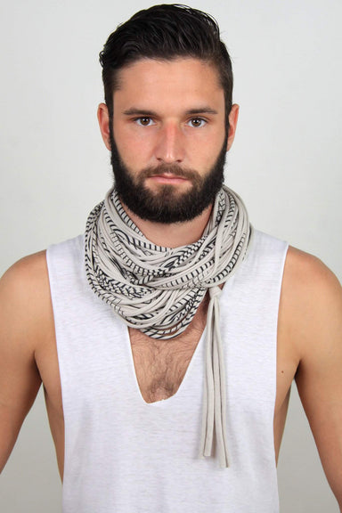 Striped Beige Cowl Scarf-scarves-Necklush