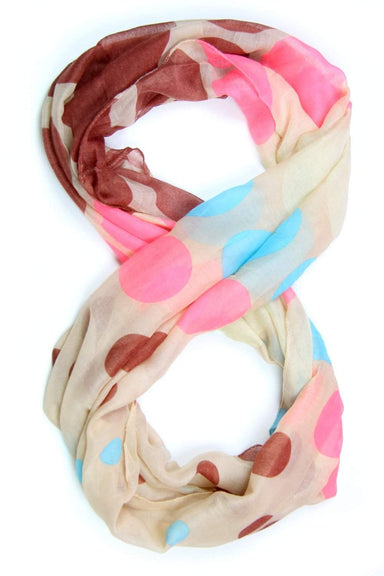 Tan Pink Blue Infinity Scarf-scarves-Necklush