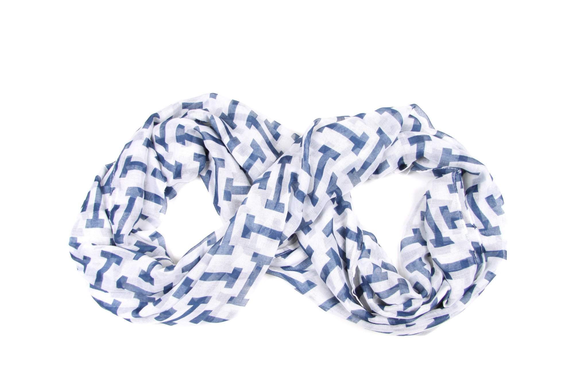 White Blue Circle Scarf-scarves-Necklush