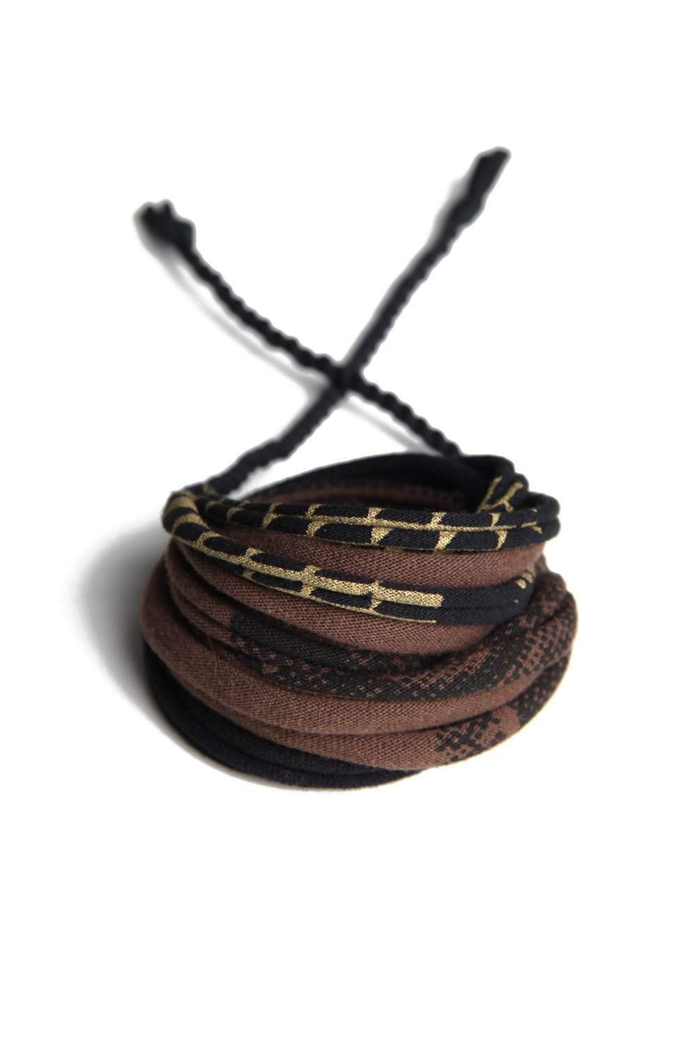 Wrap Bracelet / Brown Black Gold-bracelets-Necklush