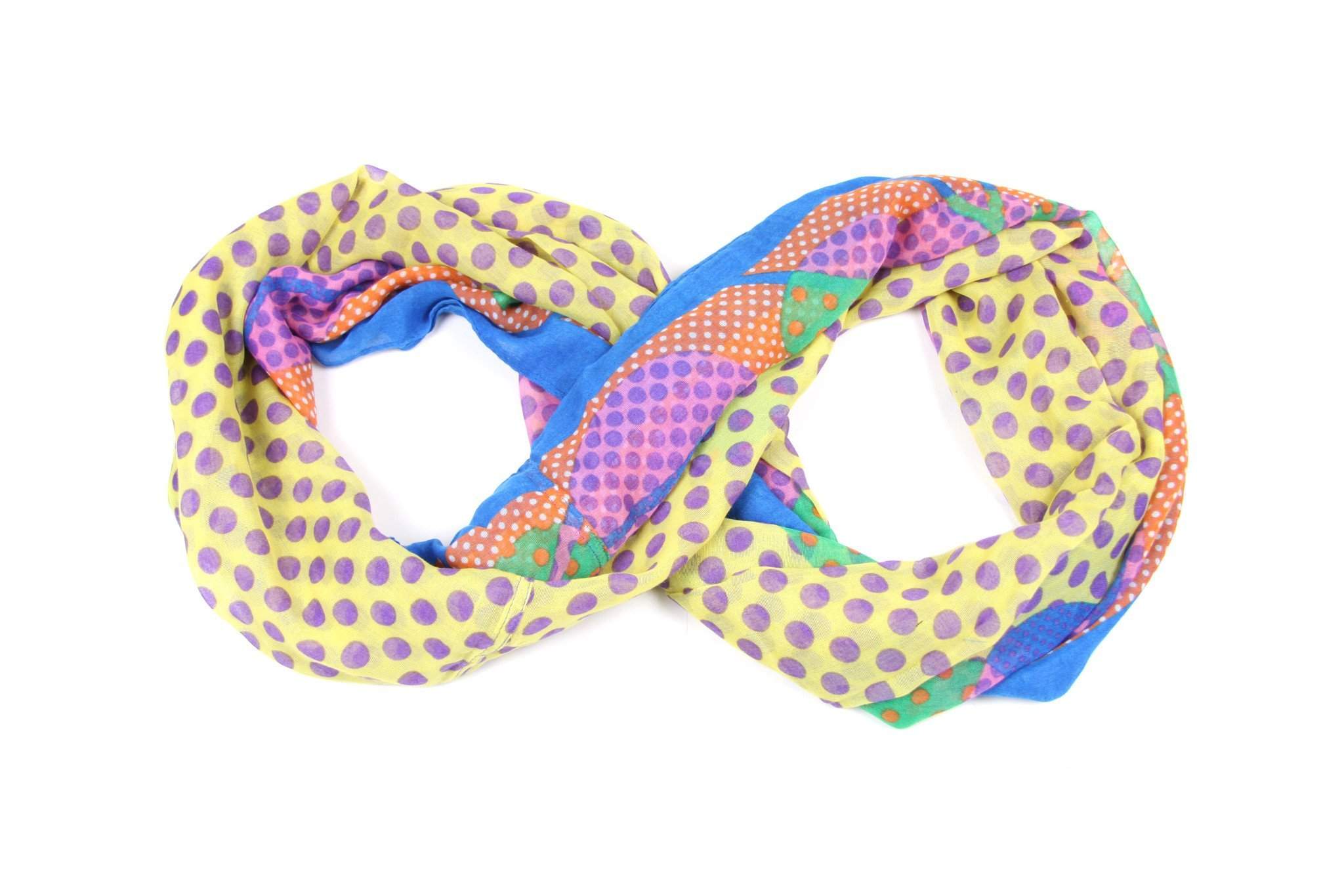 Yellow Blue Circle Scarf-scarves-Necklush