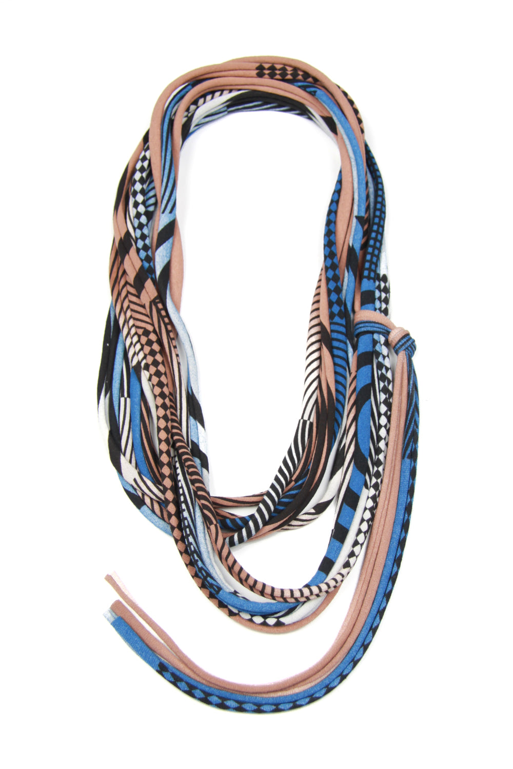 Blue & Beige Skinny Scarf Necklace