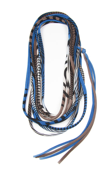 Brown & Blue Skinny Scarf Necklace