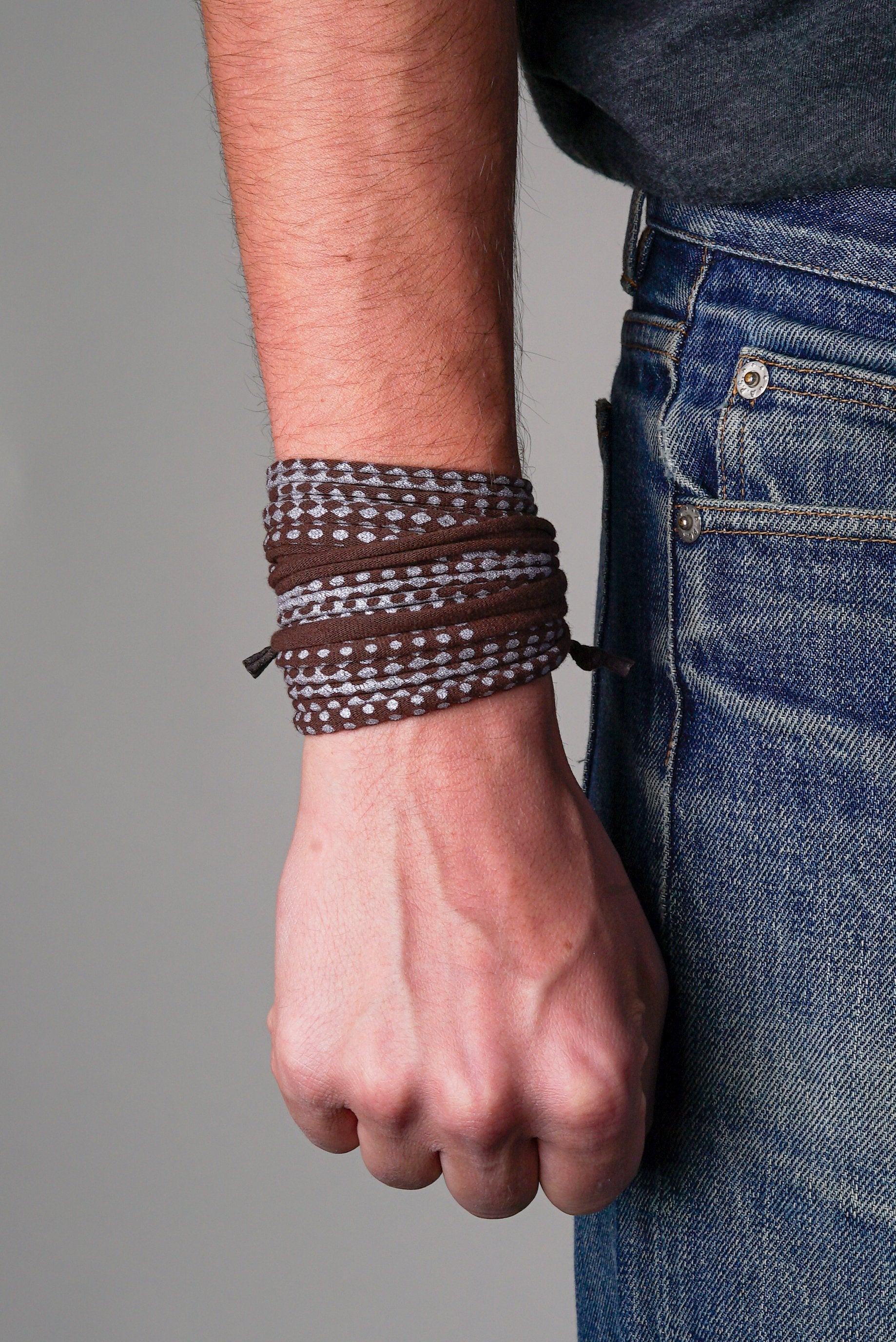 Brown and Silver Wrap Bracelet