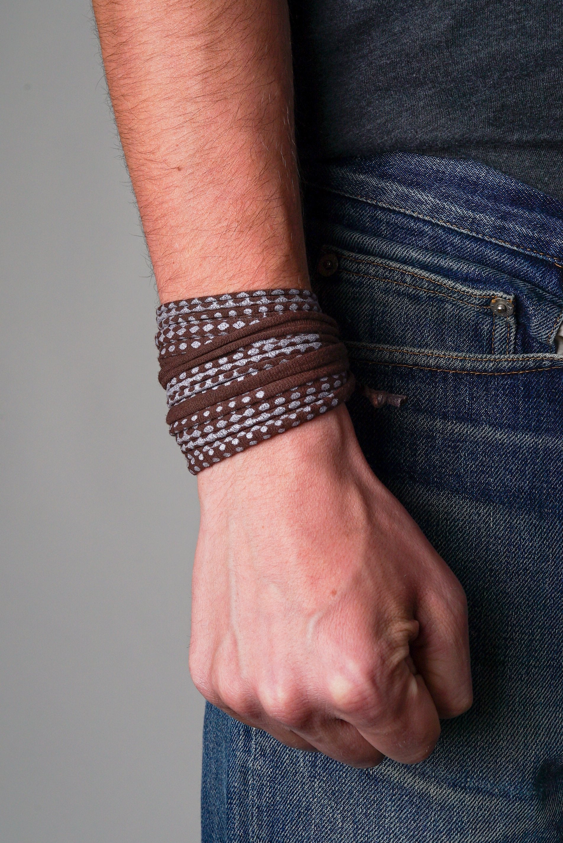 Brown and Silver Wrap Bracelet