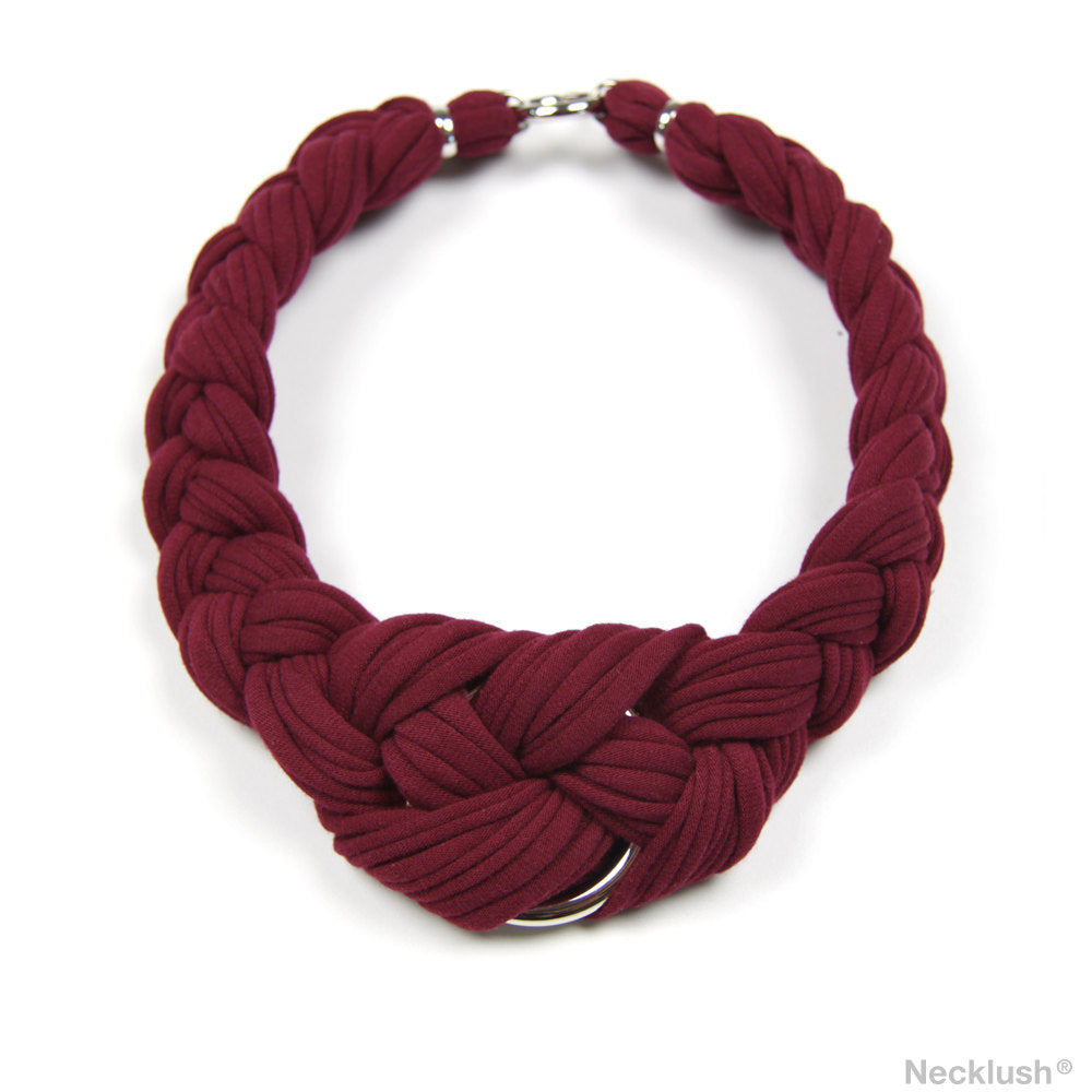 Necklush Braided Choker Necklace / Maroon / Women's