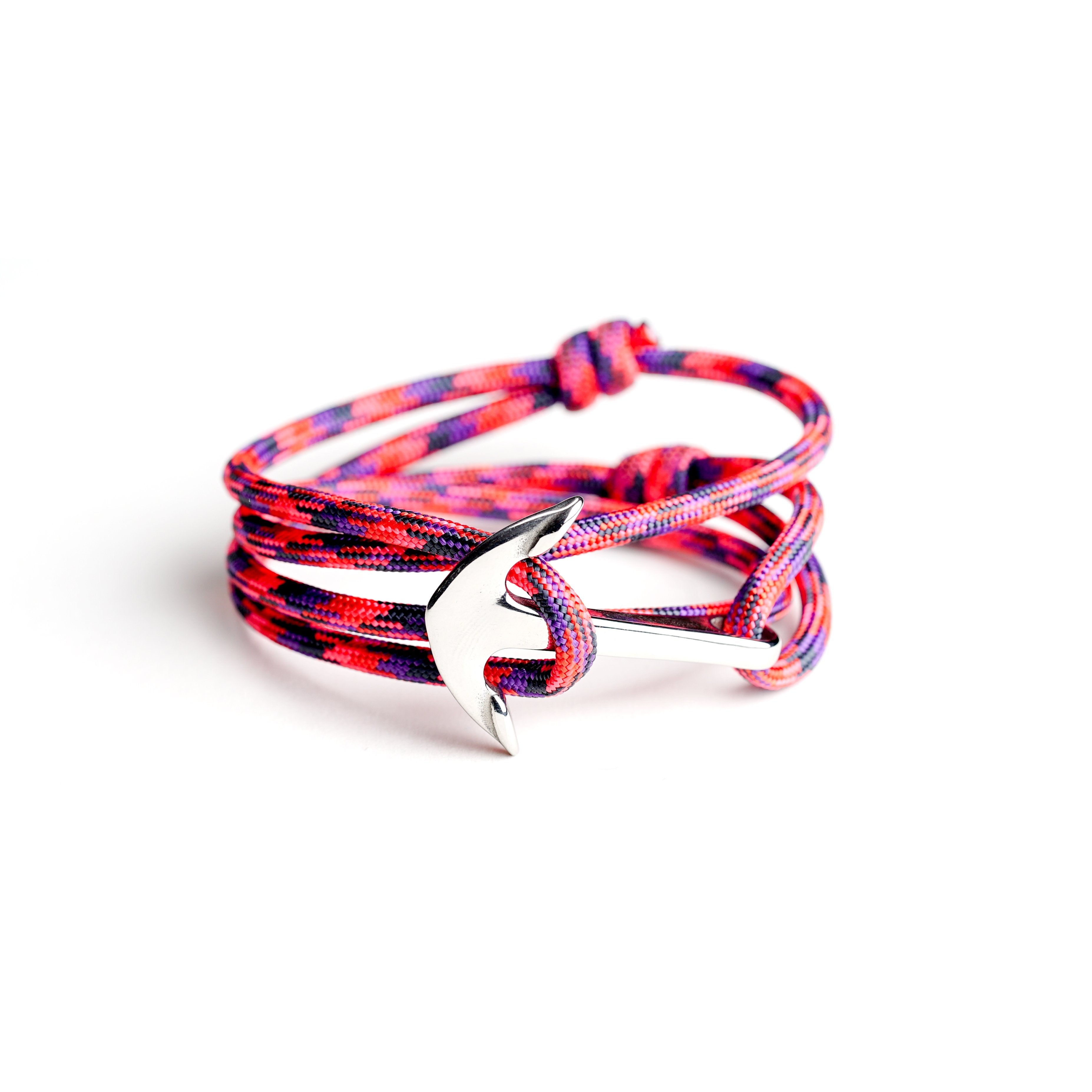 Necklush Paracord Bracelet / Red w/ Stainless Steel Anchor / Unisex