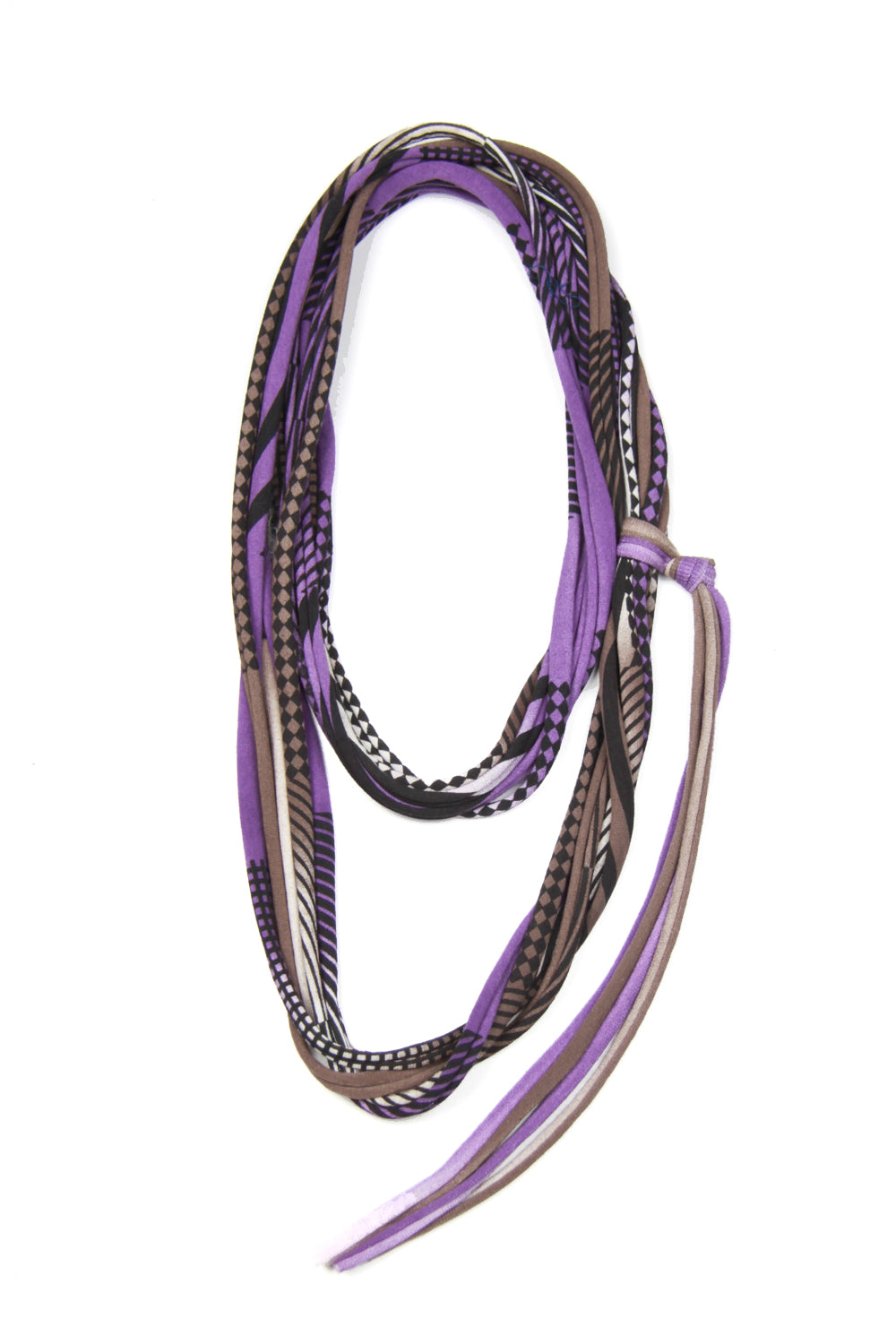 Purple & Brown Skinny Scarf Necklace