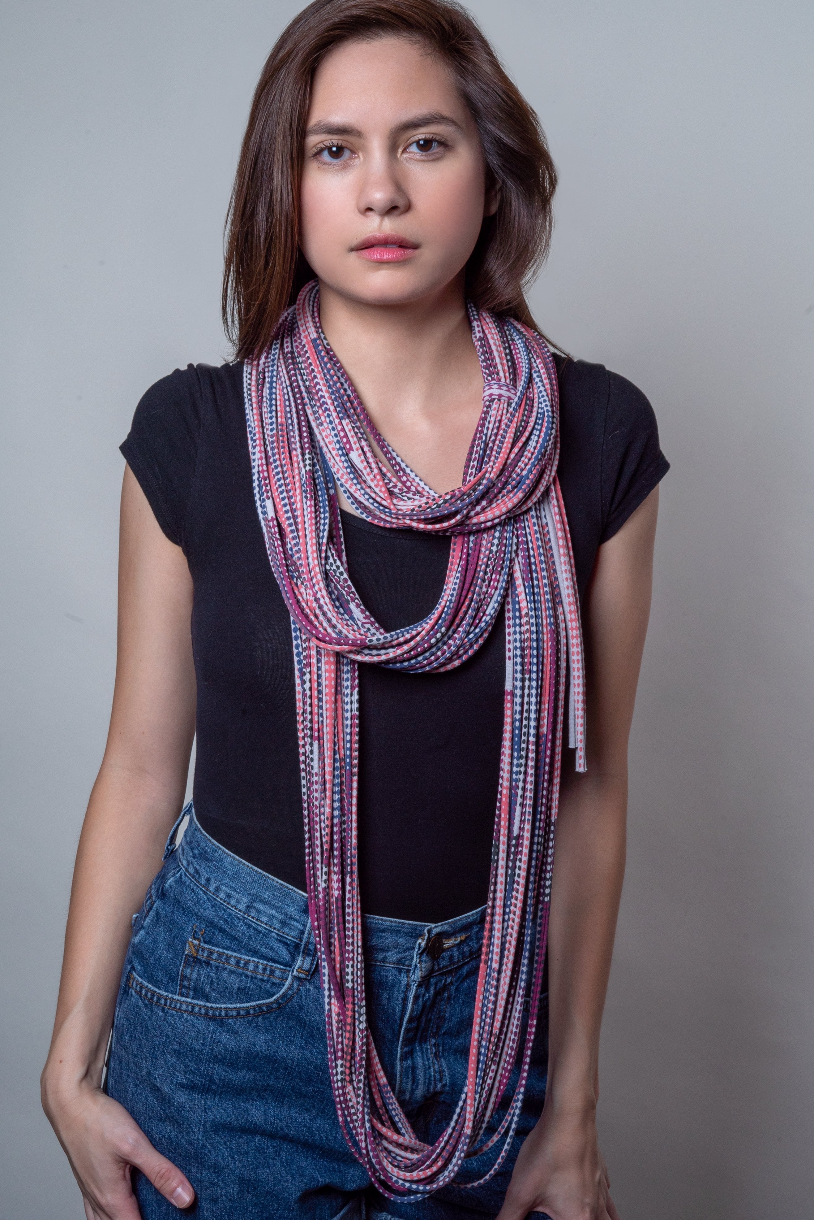 Red and Blueberry Infinity Scarf Necklush