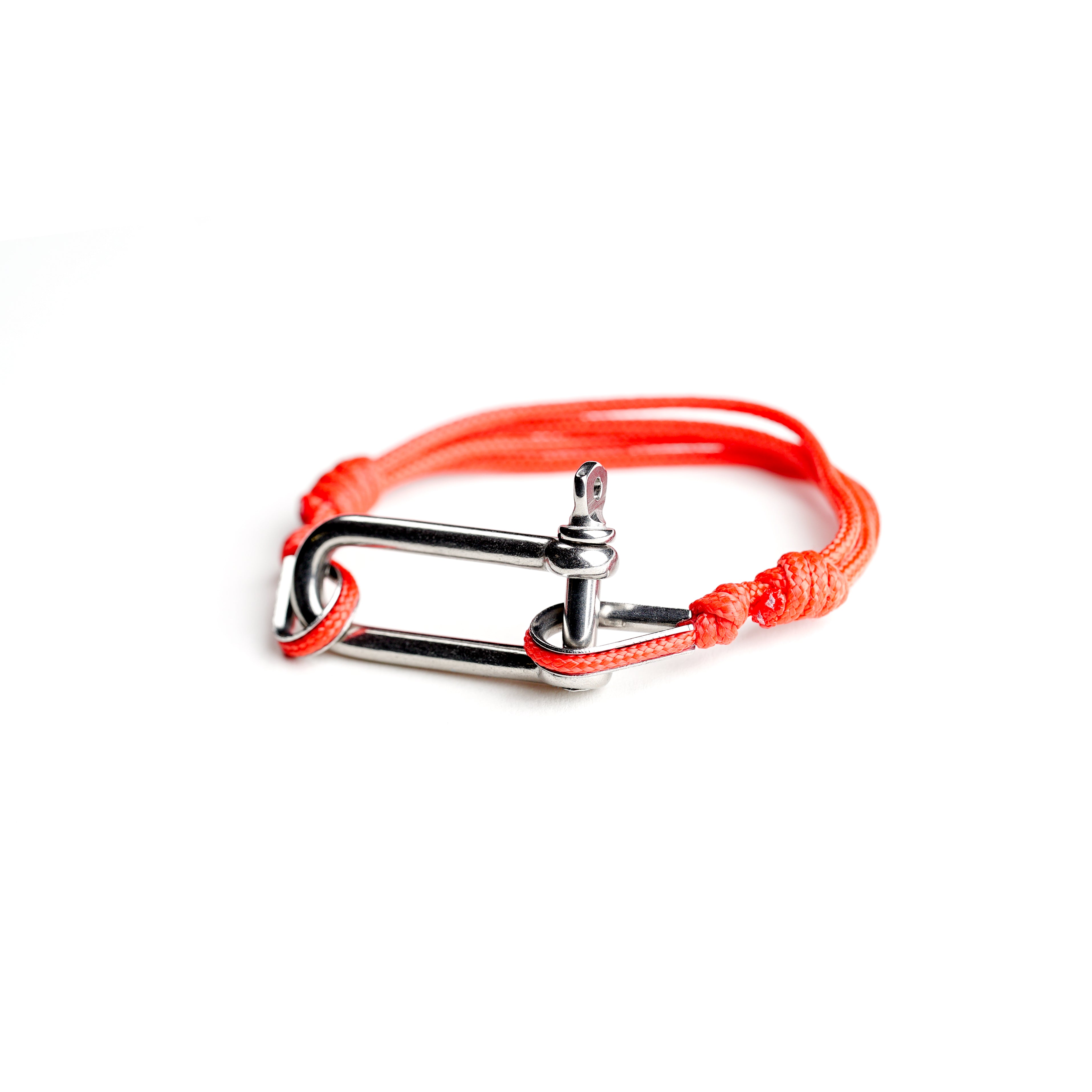 Necklush Paracord Bracelet / Red / w Stainless Steel Nautical Shackle