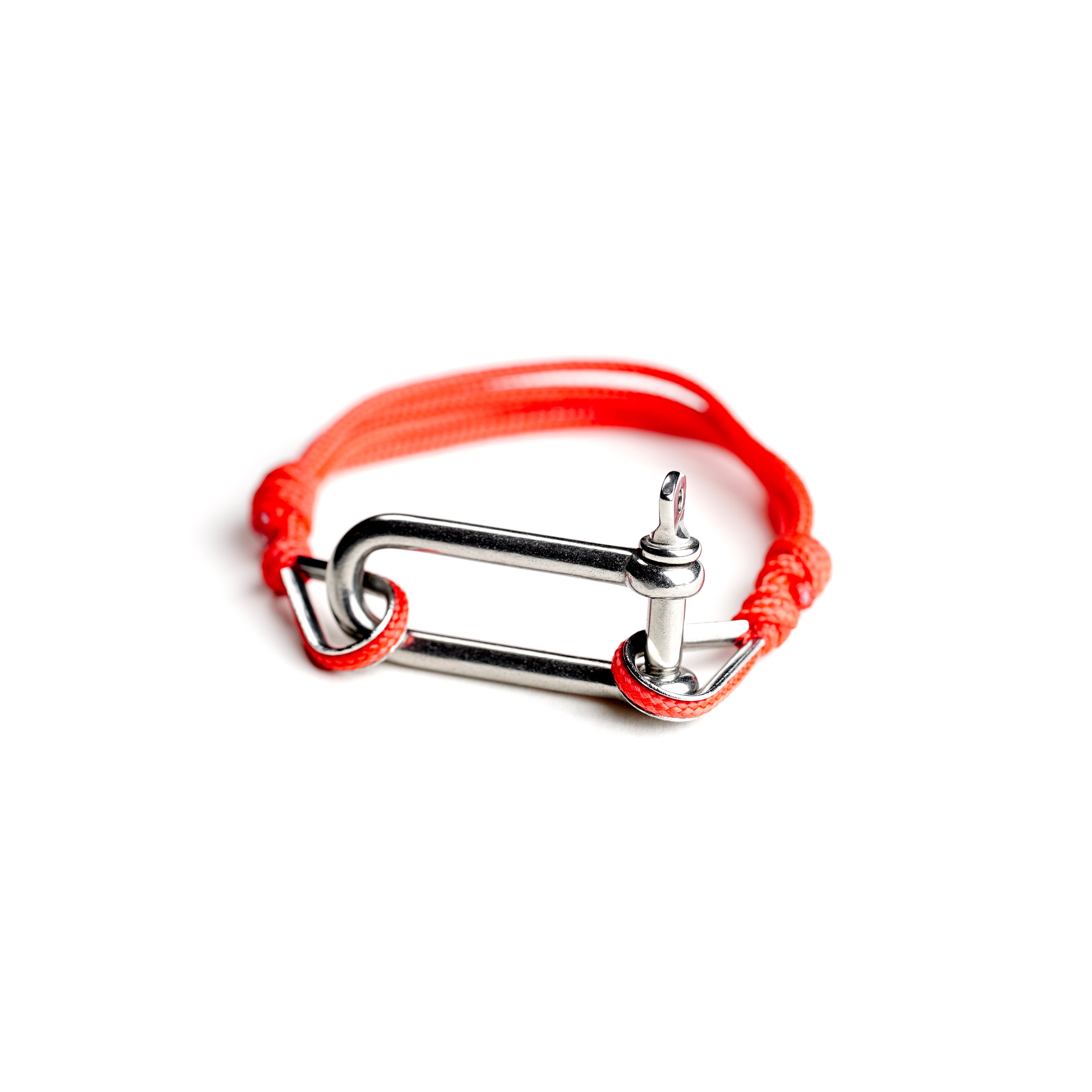 Red Paracord Nautical Bracelet with Stainless Steel Shackle