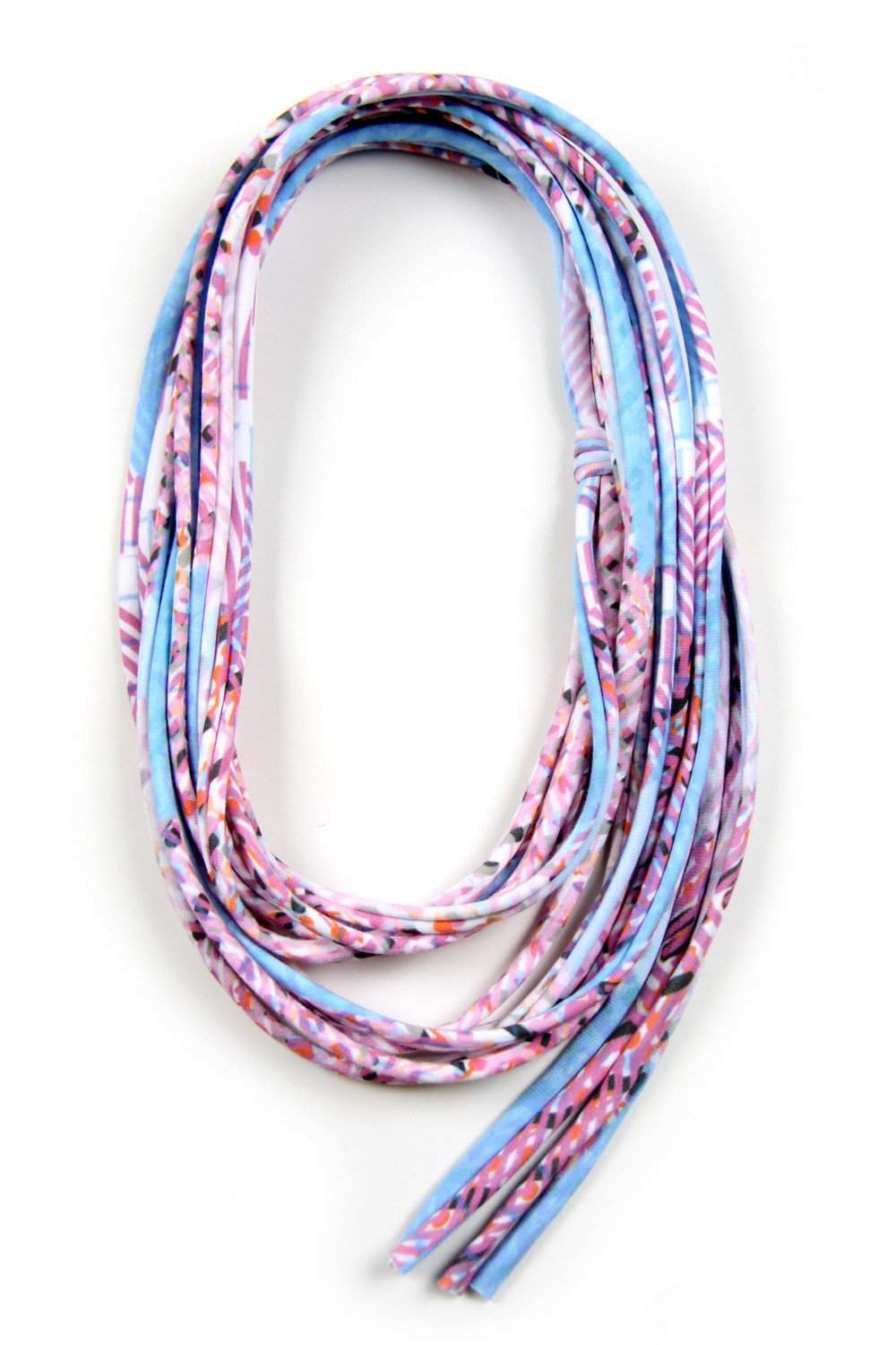 Baby Blue Pink Skinny Scarf Necklace-scarves-Necklush