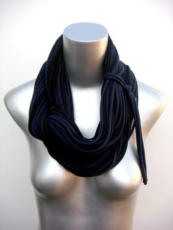 Black Navy Blue Chunky Scarf-scarves-Necklush
