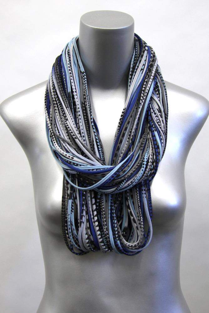 Blue Gray Black Chunky Scarf-scarves-Necklush