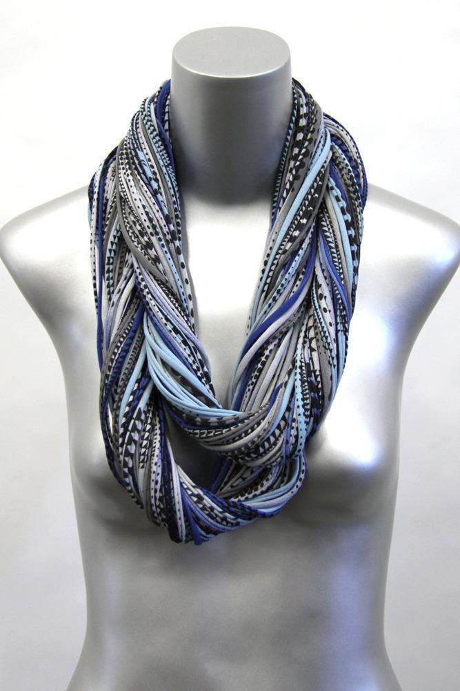 Blue Gray Black Chunky Scarf-scarves-Necklush