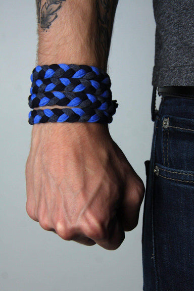 mens bracelet-Blue Navy Charcoal Braided Bracelet-Necklush