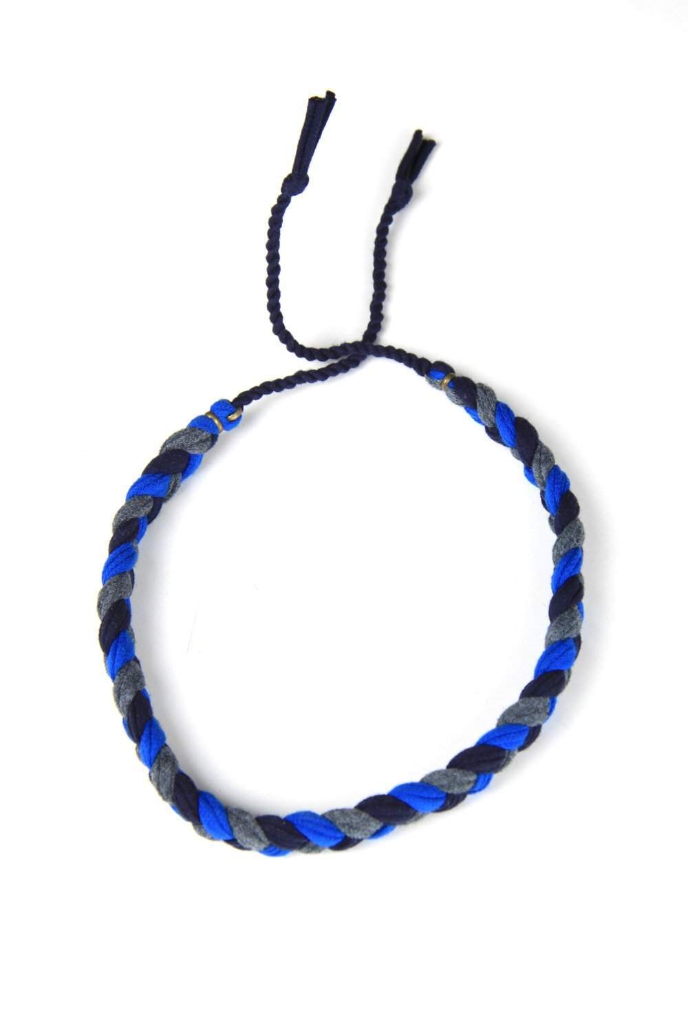 Braided Bracelet / Blue Black Charcoal Gray-bracelets-Necklush