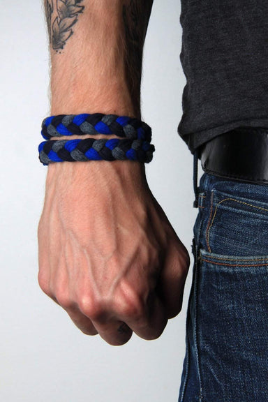 Braided Bracelet / Blue Black Charcoal Gray-bracelets-Necklush