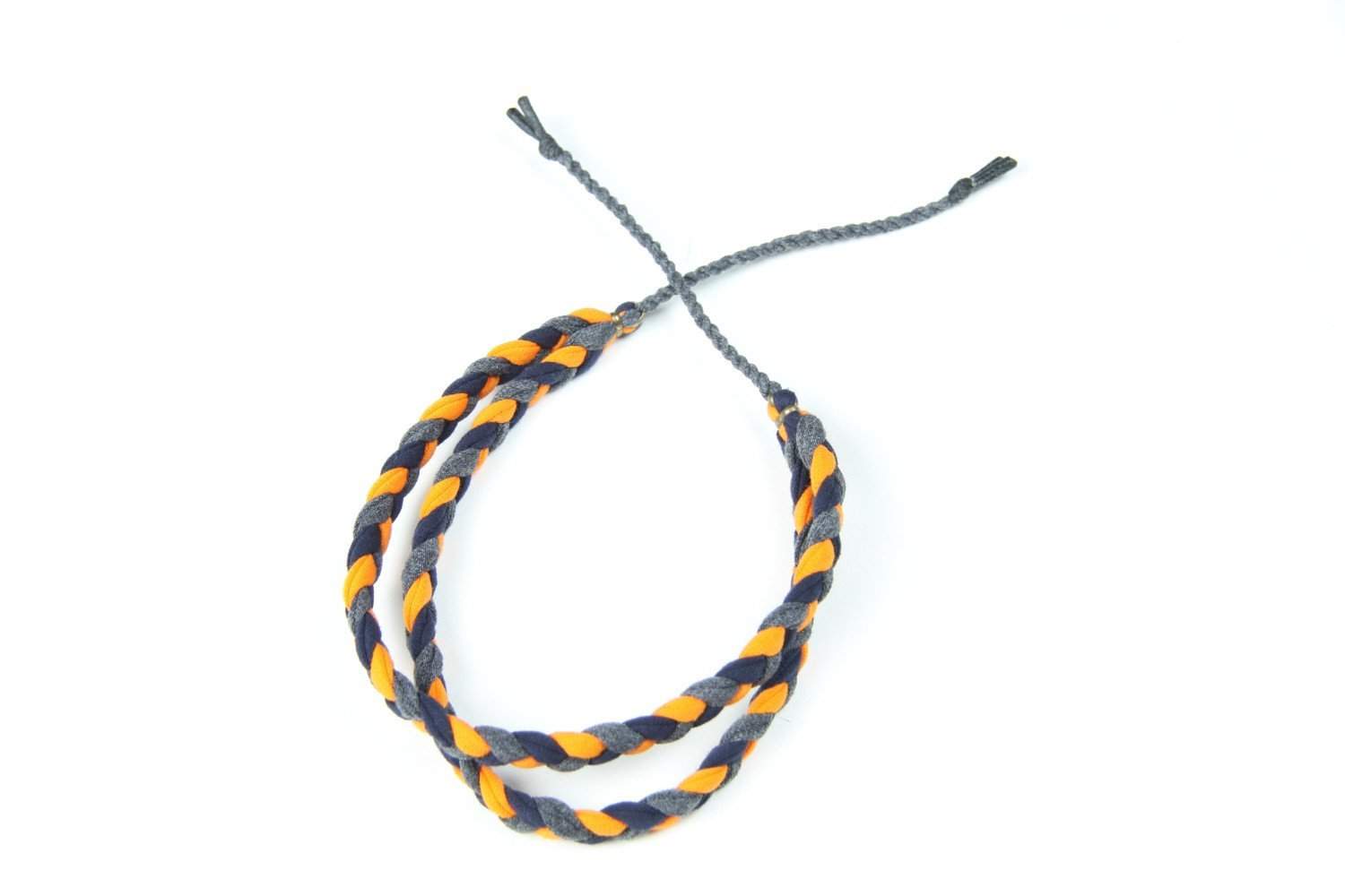 Braided Bracelet / Orange, Black Charcoal Gray-bracelets-Necklush