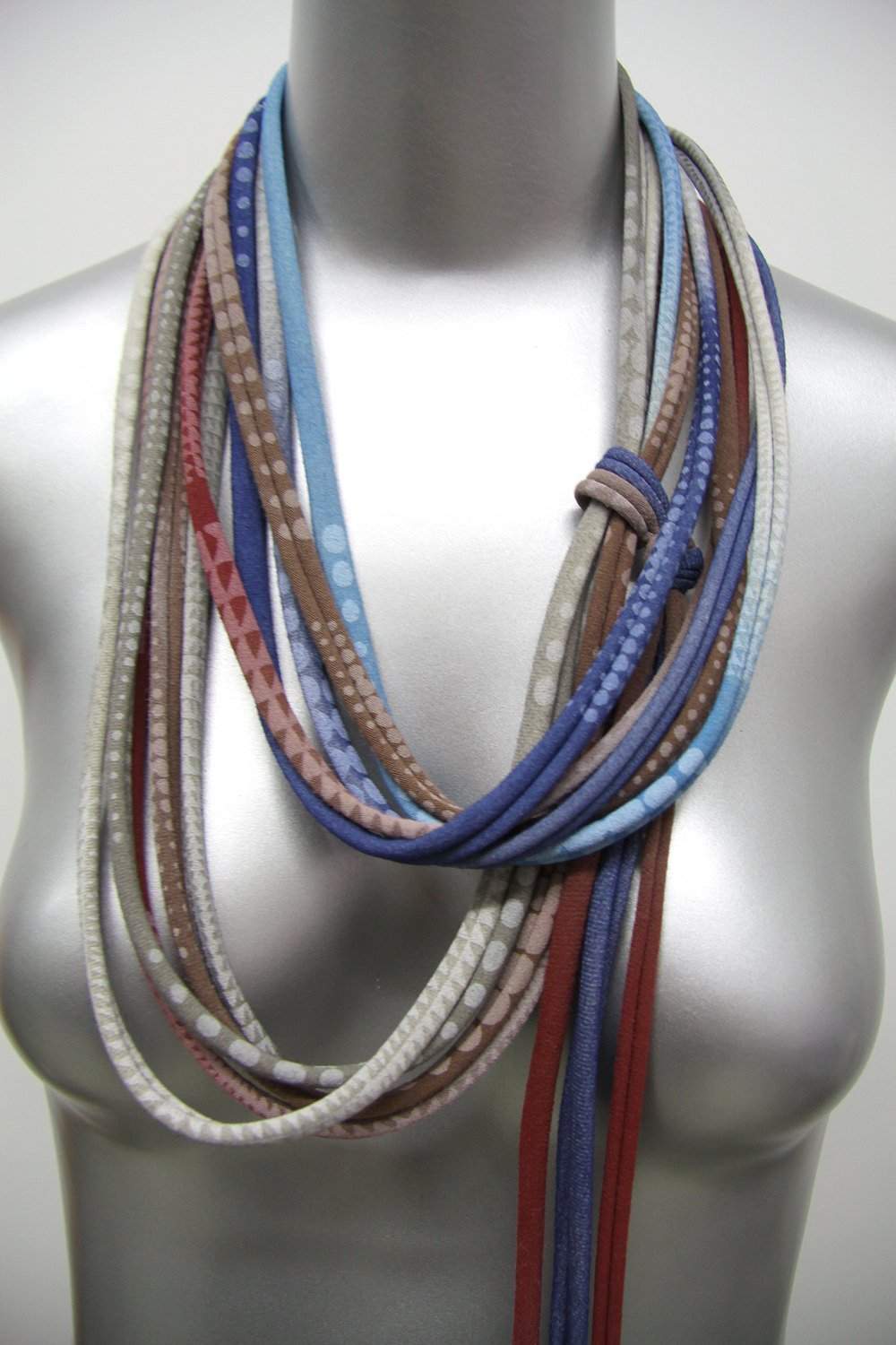 Brown Grey Burgundy Blue / Skinny Scarf Necklace-scarves-Necklush