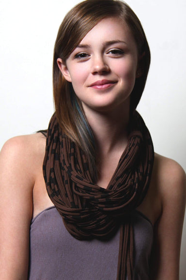 Brown Striped Chunky Scarf-scarves-Necklush