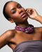Burgundy Purple Braided Necklace, Womens Choker, Statement Neckpiece-neckpieces-Necklush