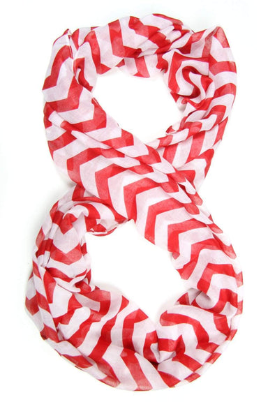 Cherry Red Chevron Infinity Scarf-scarves-Necklush