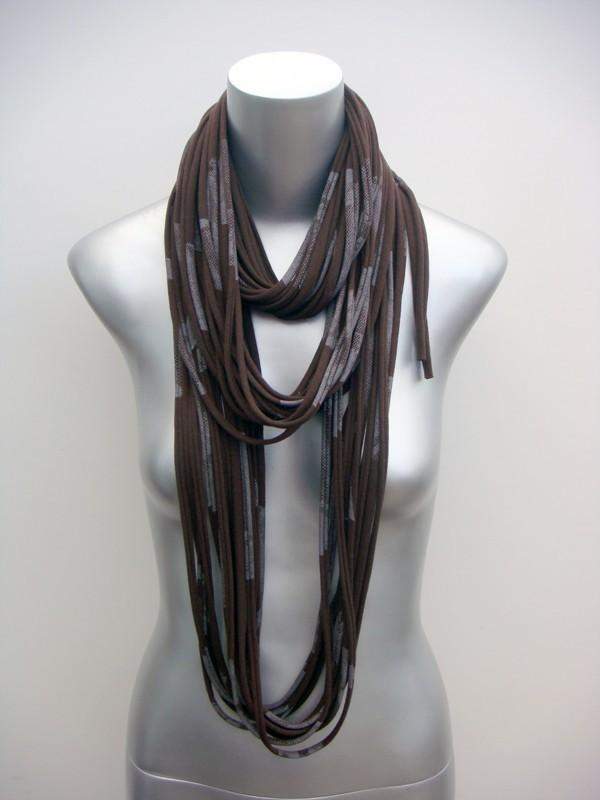 Chocolate Brown with Silver / Cowl-scarves-Necklush