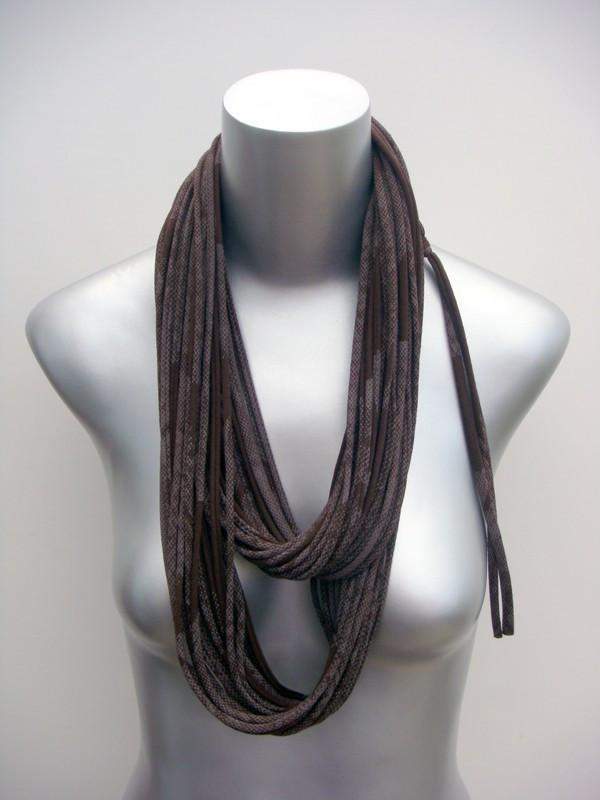 Chocolate Brown with White Print / Classic-scarves-Necklush