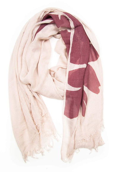 Cream Red Scarf with Flower Print