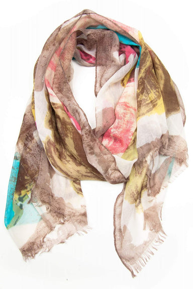 Cream Red Yellow Blue Brown Scarf-scarves-Necklush