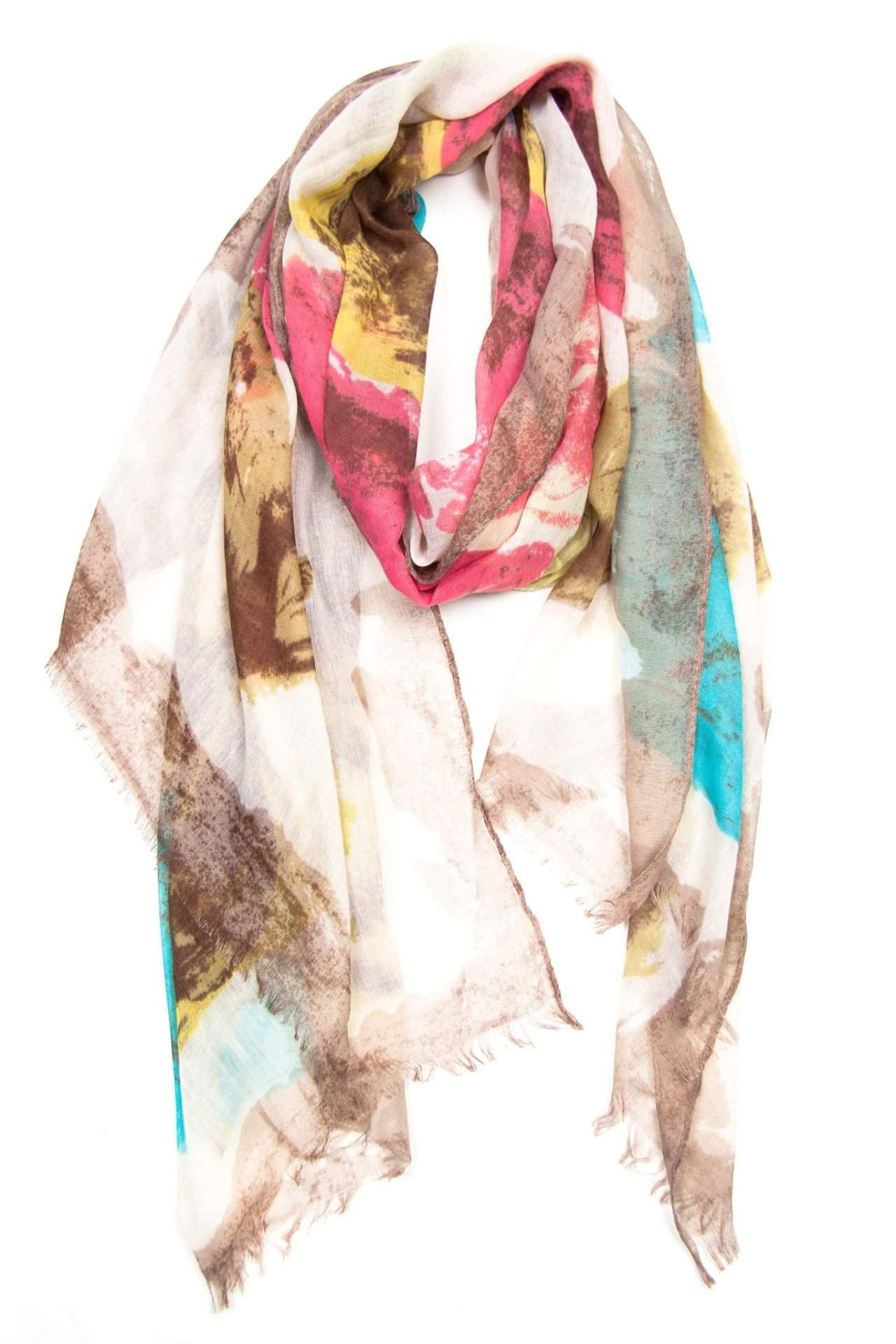 Cream Red Yellow Blue Brown Scarf