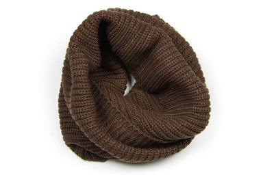 Dark Brown Knit Cowl, Infinity Scarf, Mens, Womens, Circle Loop-scarves-Necklush
