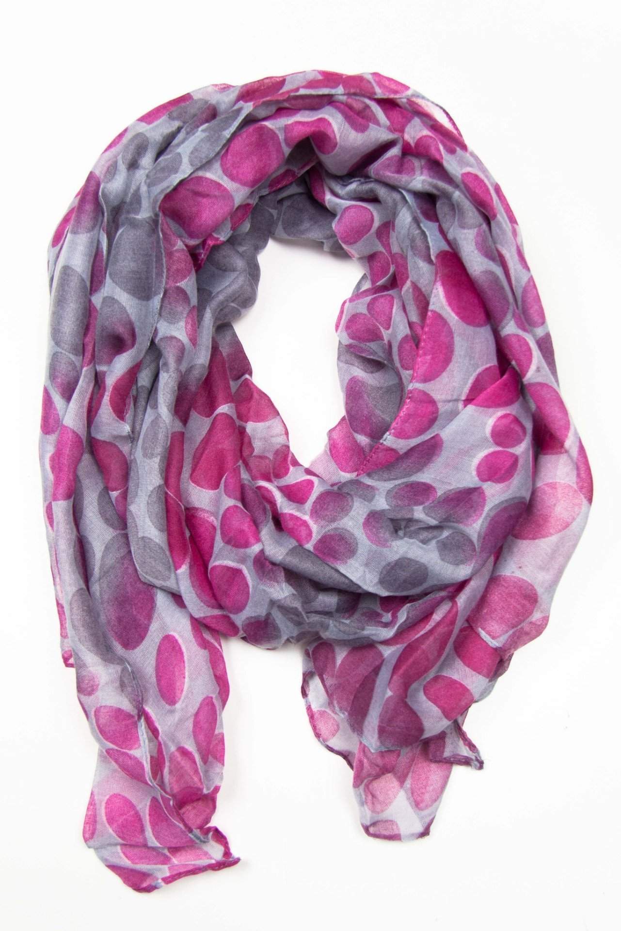 Deep Pink Purple Gray Dot Scarf-scarves-Necklush