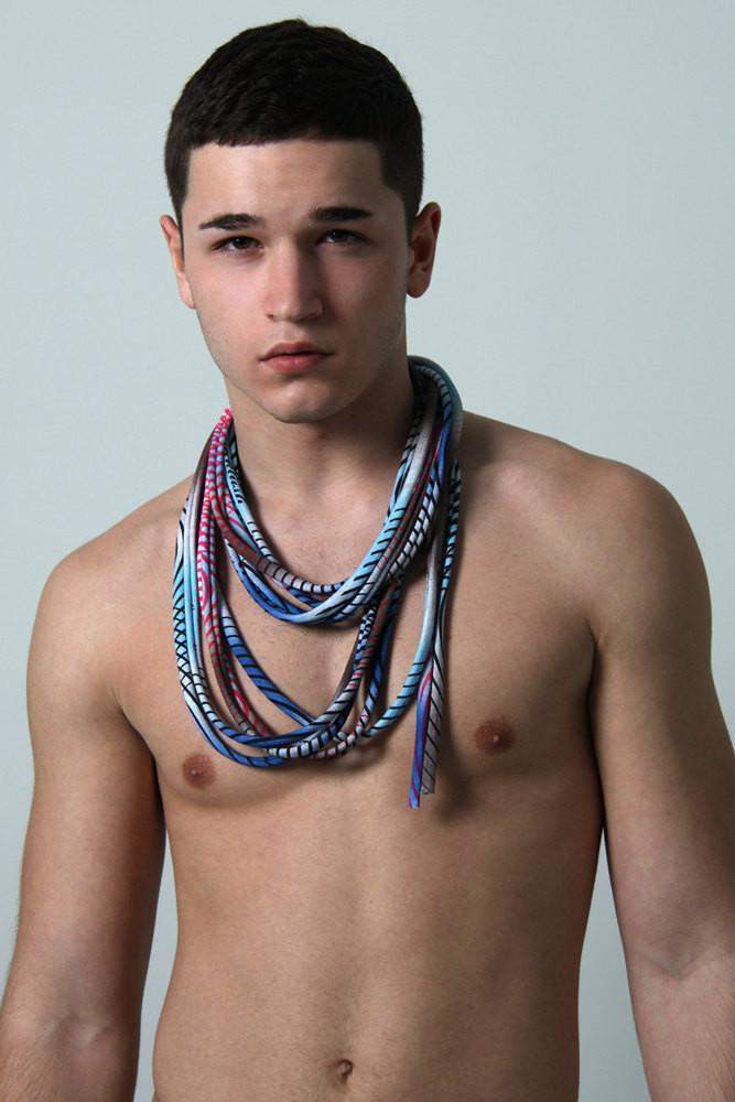 Gray Blue / Skinny Scarf Necklace-scarves-Necklush