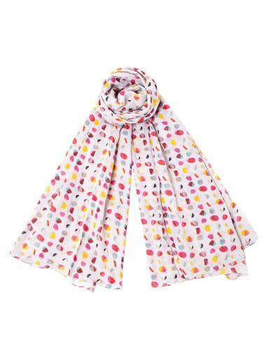 Gray Red Yellow Polka Dot Soft Cotton Scarf-scarves-Necklush