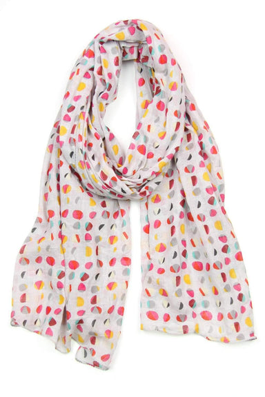 Gray Red Yellow Polka Dot Soft Cotton Scarf-scarves-Necklush