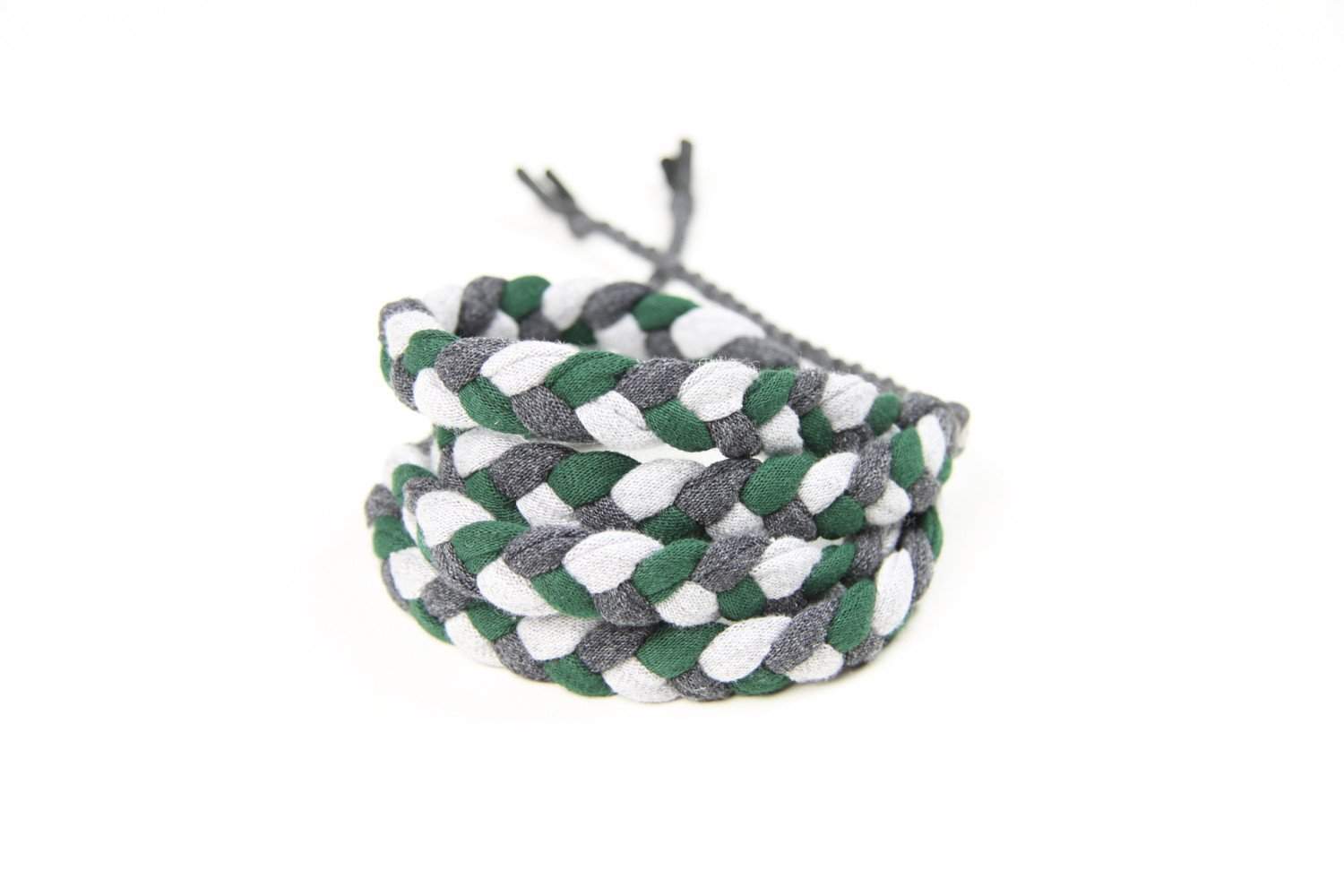 mens bracelet-Green Charcoal Gray Braided Bracelet-Necklush