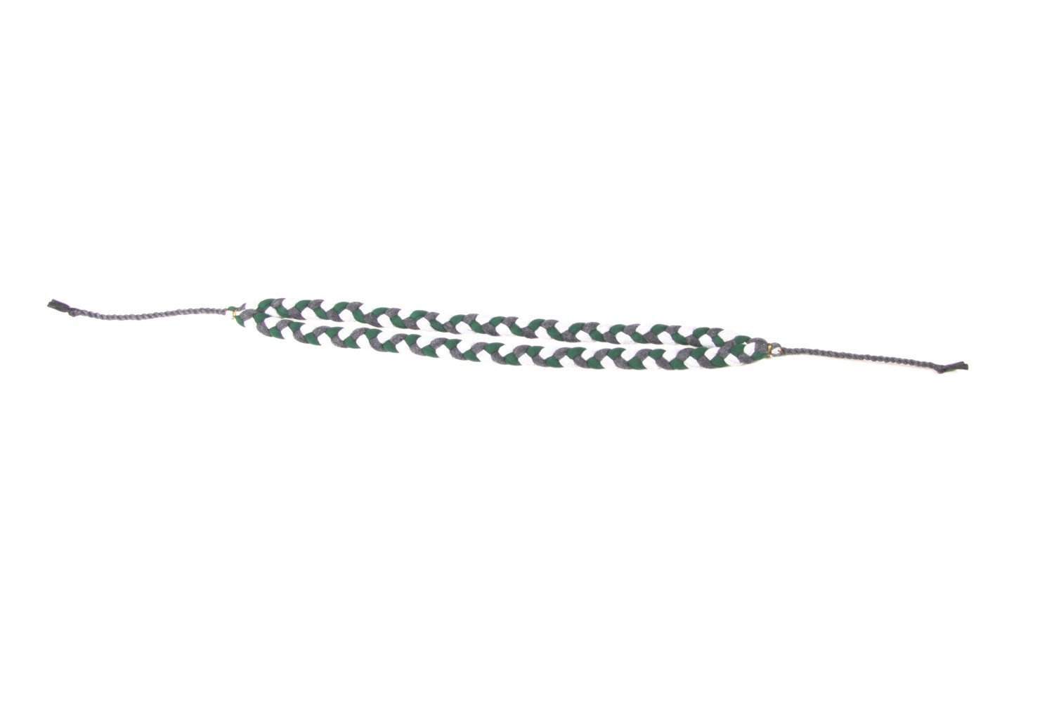 mens bracelet-Green Charcoal Gray Braided Bracelet-Necklush